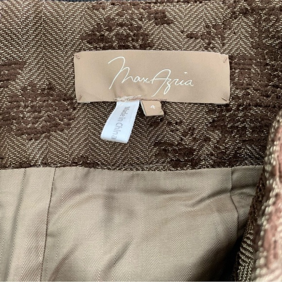 Max Azria Pleated Metallic Gold Brocade Herringbone Skirt size 4 - Picture 6 of 9